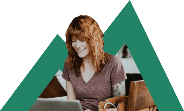 happy woman on computer